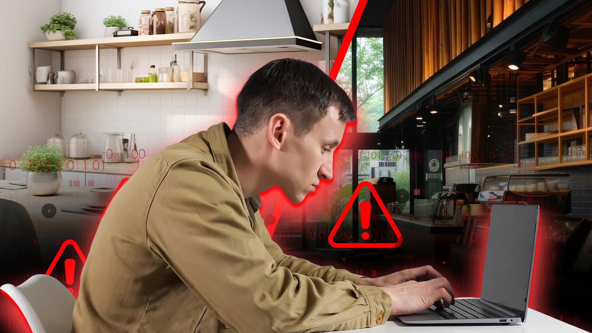 Map using laptop with beware logo