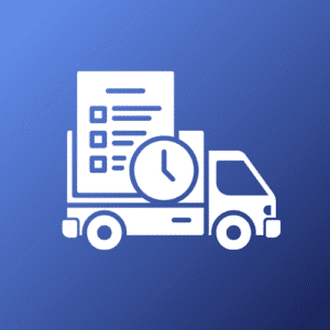 An Illustration of a delivery van with a document and a clock